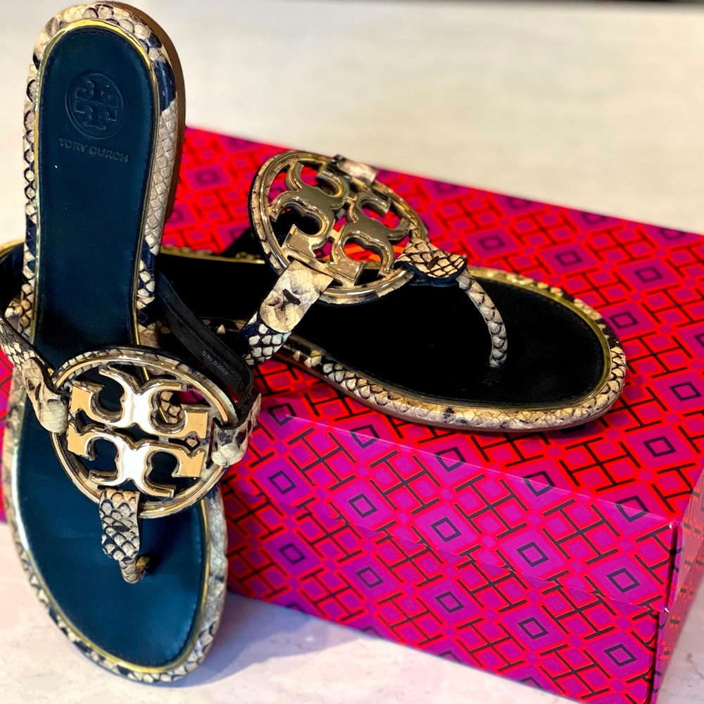 Tory Burch Miller Stamped Snake Printed Sandal, Size 9